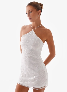 Perfectly Styled Rumi Beaded Mini Dress - White City Bright Rumi Beaded Mini Dress - White
