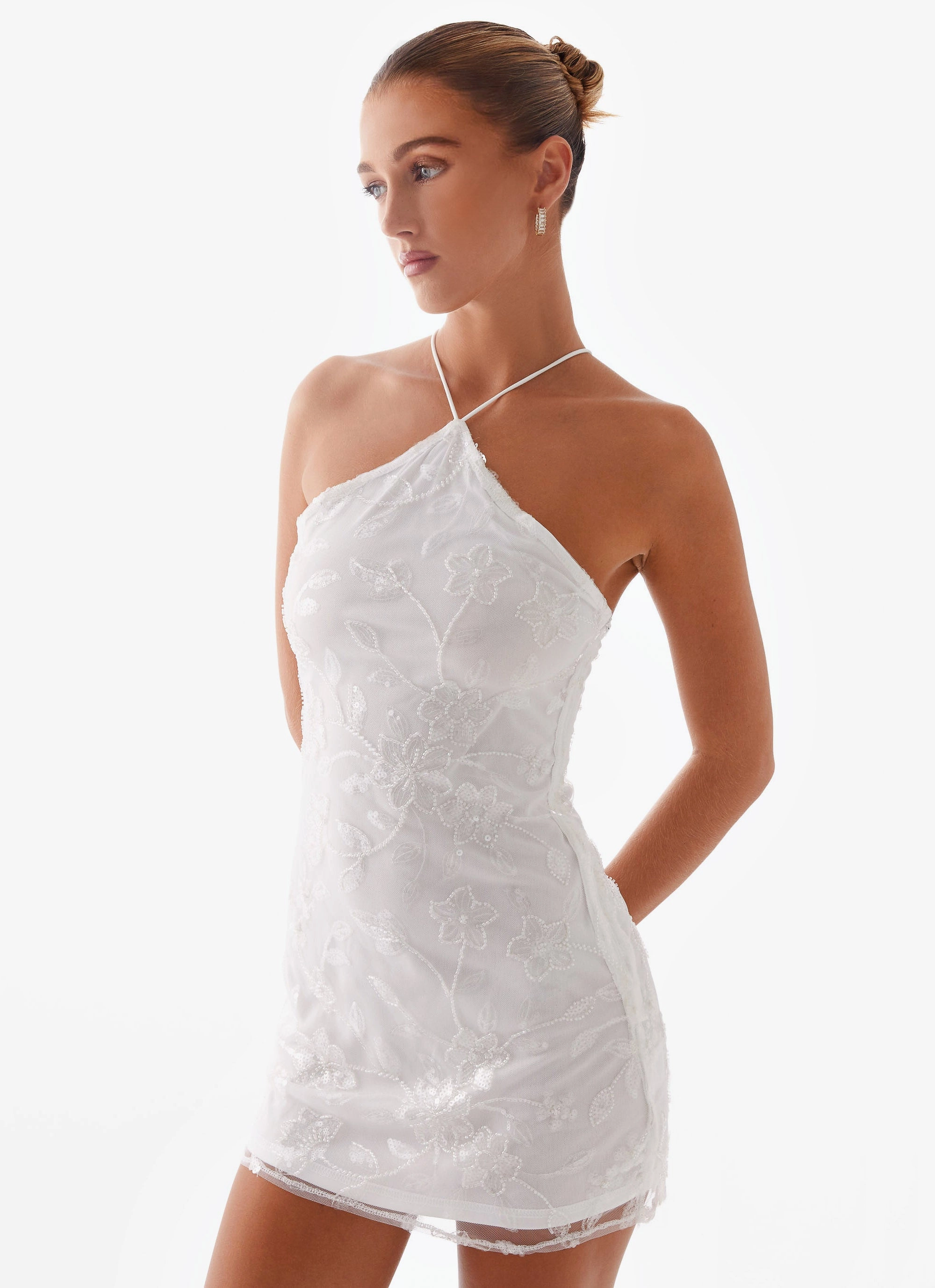 City Bright Rumi Beaded Mini Dress - White