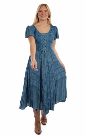 Performance Wear Scully Womens Fabric Lace-Up Tie Blue 100% Rayon S/S Dress M Scully Womens Fabric Lace-Up Tie Blue 100% Rayon S/S Dress M Suitable Fit Premium Look