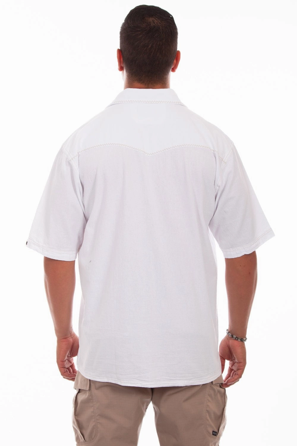 Non Restrictive Fit Sustainable Weave Scully Mens White 100% Cotton Palm S/S Shirt