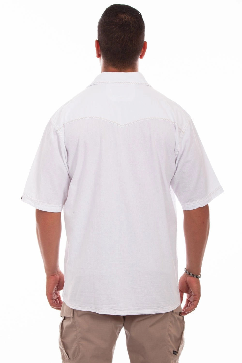 Scully Mens White 100% Cotton Palm S/S Shirt Wardrobe Essential Minimalist Design