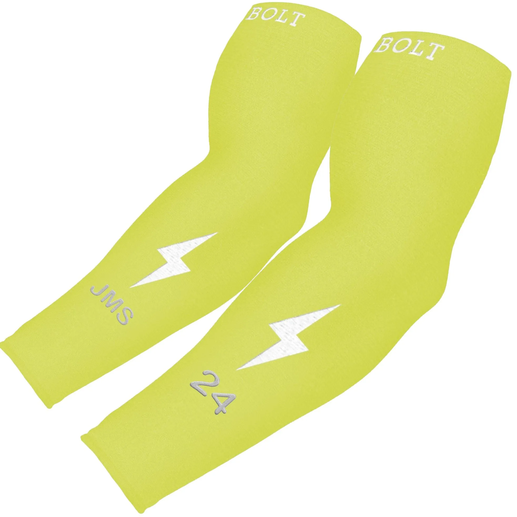 Personalized BRUCE BOLT Graduated Compression Premium Arm Sleeve - NEON YELLOW