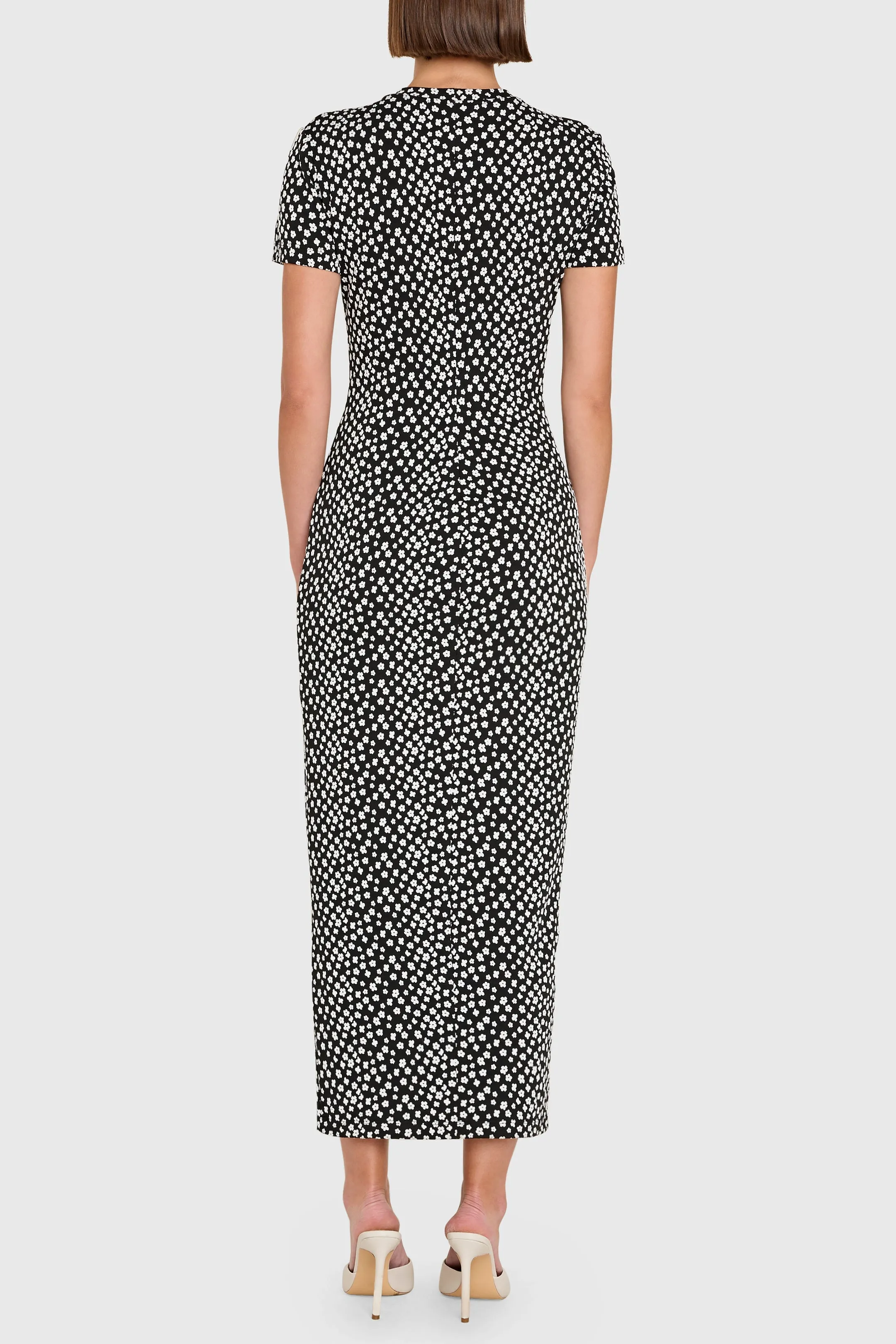 Natural Tones Silky Drape Rosaria Dress in Black/White