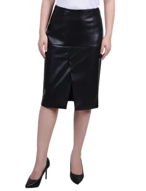 Petite Faux Leather Slim Skirt Comfortable Silhouette Comfortable shift dress Clean Stitch Petite Faux Leather Slim Skirt