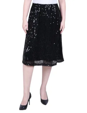 Petite Knee Length Sequined Skirt color block Petite Knee Length Sequined Skirt Smart Fabric
