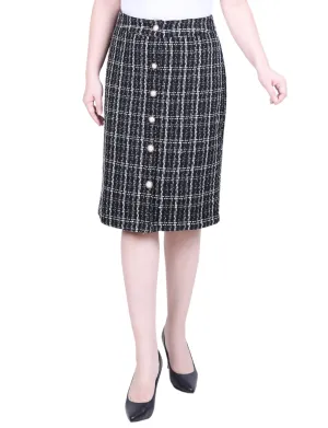 Petite Knee Length Slim Tweed Knit Skirt Lightweight items DoubleLayeredMaterial Petite Knee Length Slim Tweed Knit Skirt