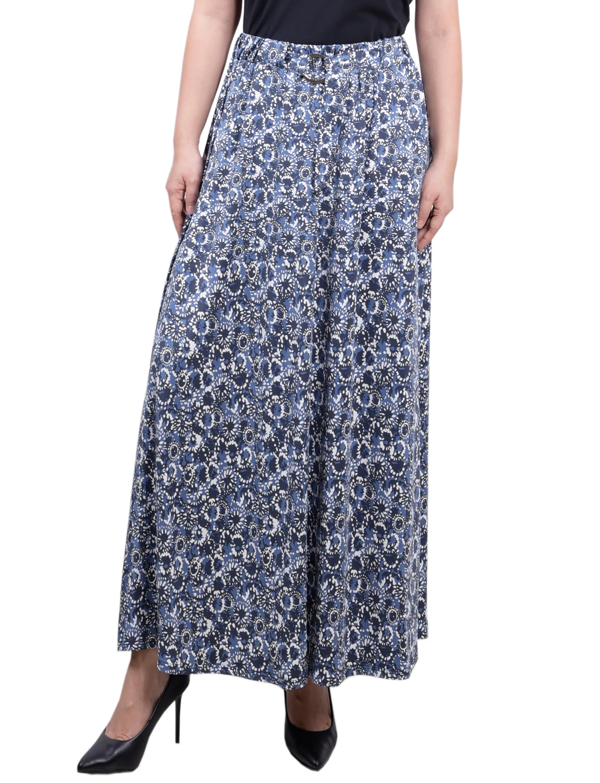 Relaxed Comfort Look Body Positive Petite Ring Detail Midi-Length Skirt