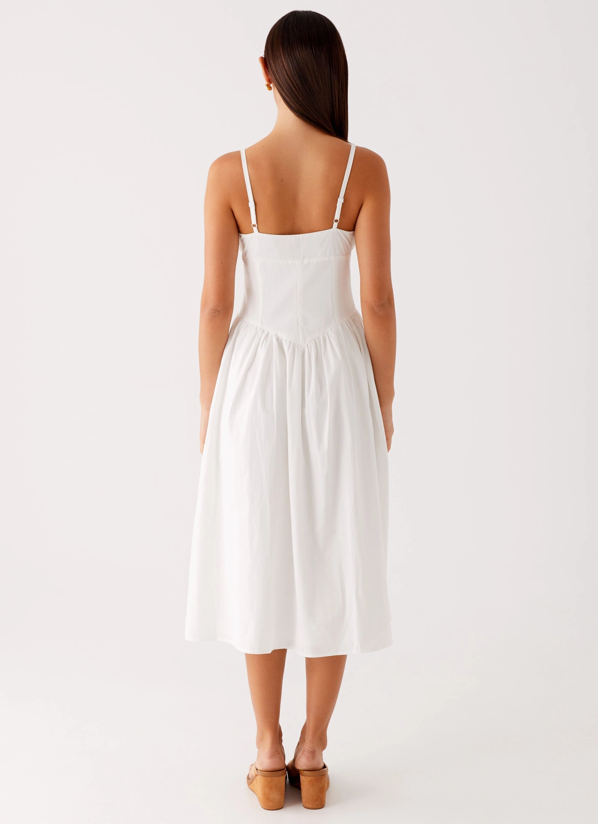 Phillipa Midi Dress - White Walkable Flow Sophisticated Line