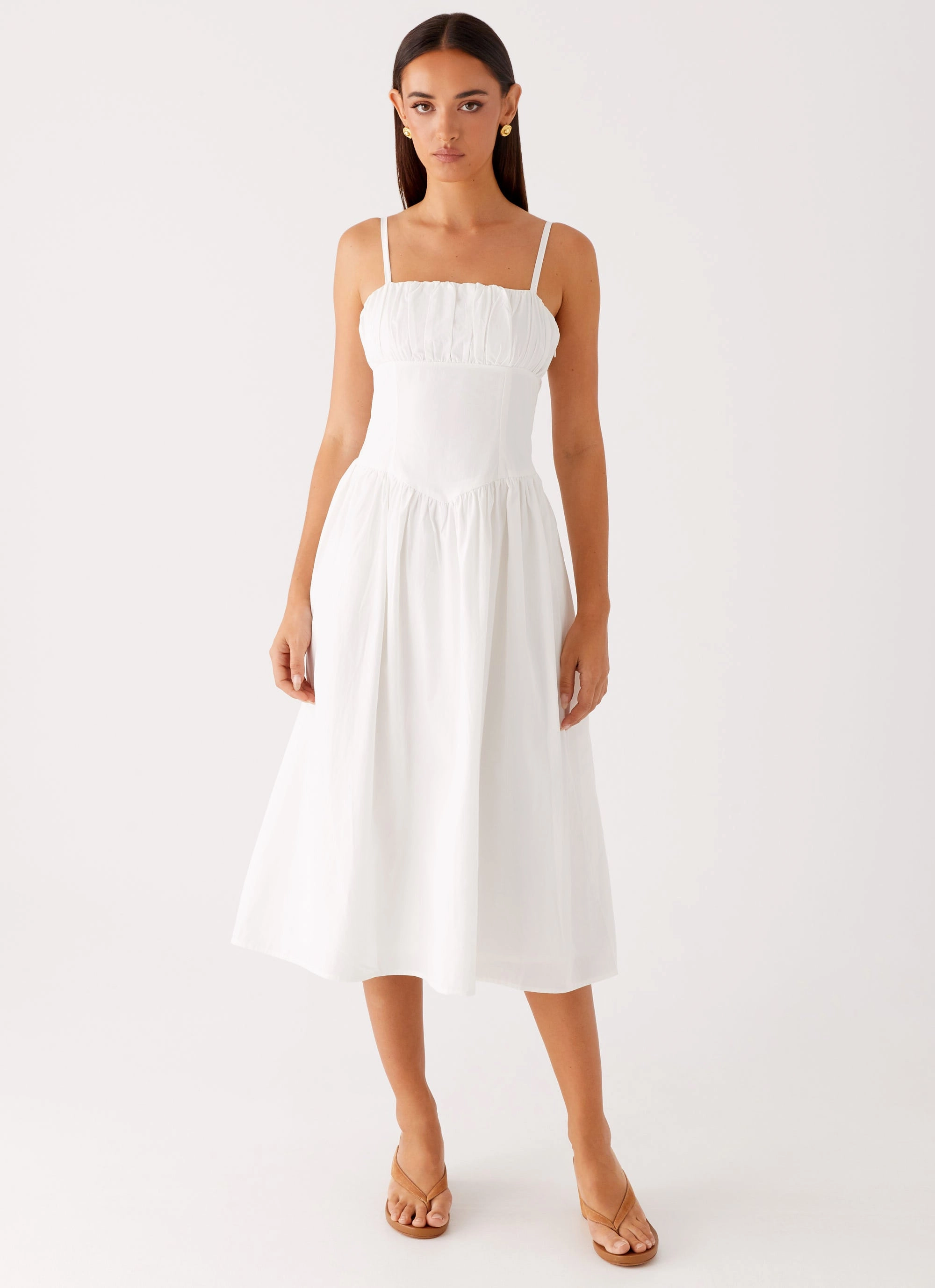 Calm Energy Refined Finish Phillipa Midi Dress - White