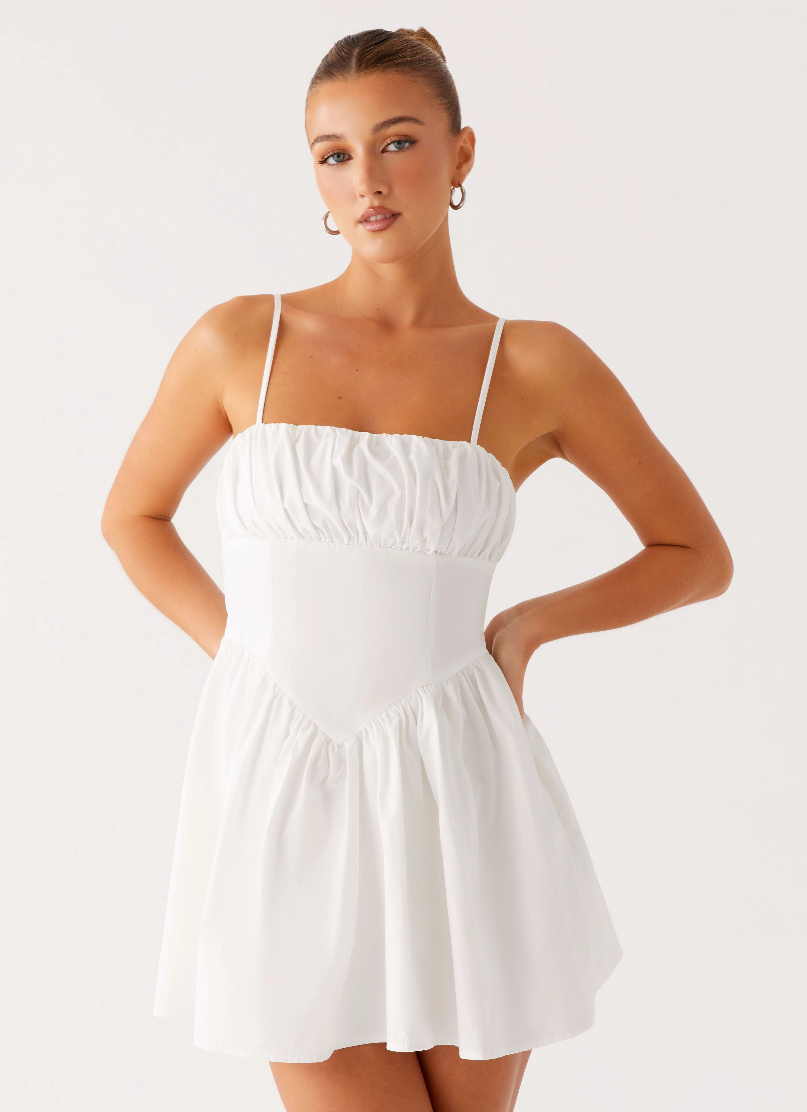 Phillipa Mini Dress - White Luxe Comfort Anytime Wear