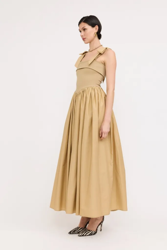 Minimal Cut Phoebe Upper Knit Maxi Dress in Khaki