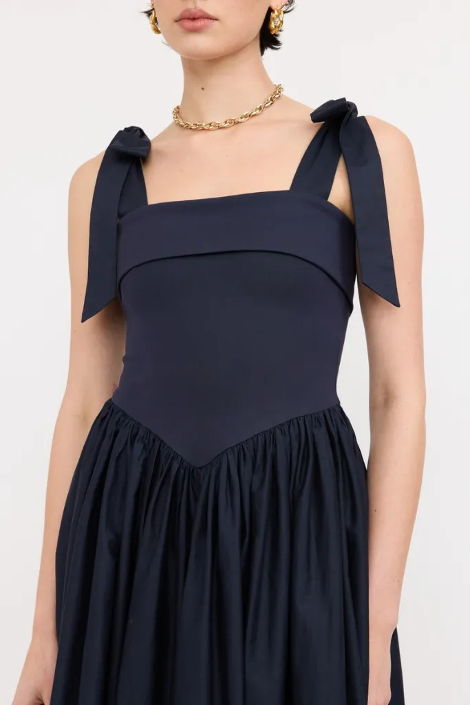 All-Season Comfort Shade Glow Phoebe Upper Knit Maxi Dress in Navy
