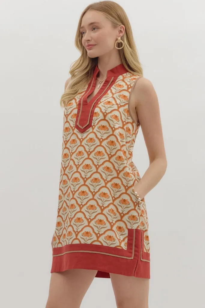 Eloise Geo Print Mini Dress in Ecru All Time Fit Wedding Style