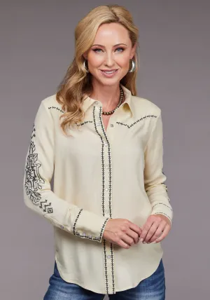 Pill resistant Stetson Womens 2098 Black Embroidered Cream 100% Rayon L/S Blouse Smart Look Stetson Womens 2098 Black Embroidered Cream 100% Rayon L/S Blouse