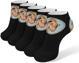 Pin-up-girl in Laundry 5 Pairs Unisex Activewear Ankle Socks Lightweight Low Cut And No Show Socks