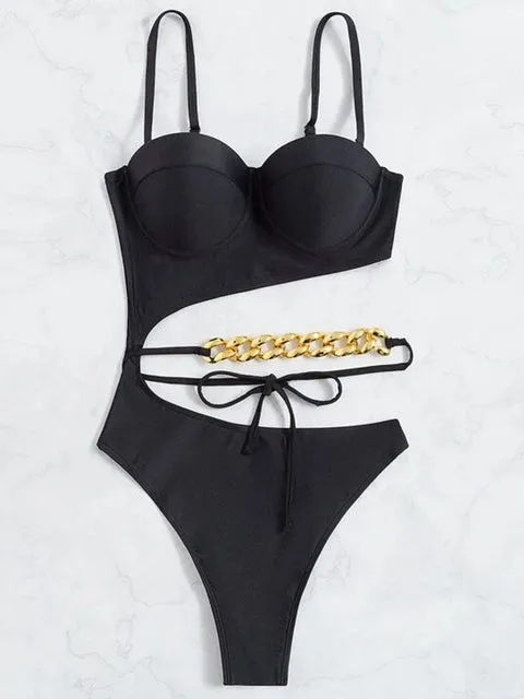 Pink Ripple Weave One Piece Swimsuit