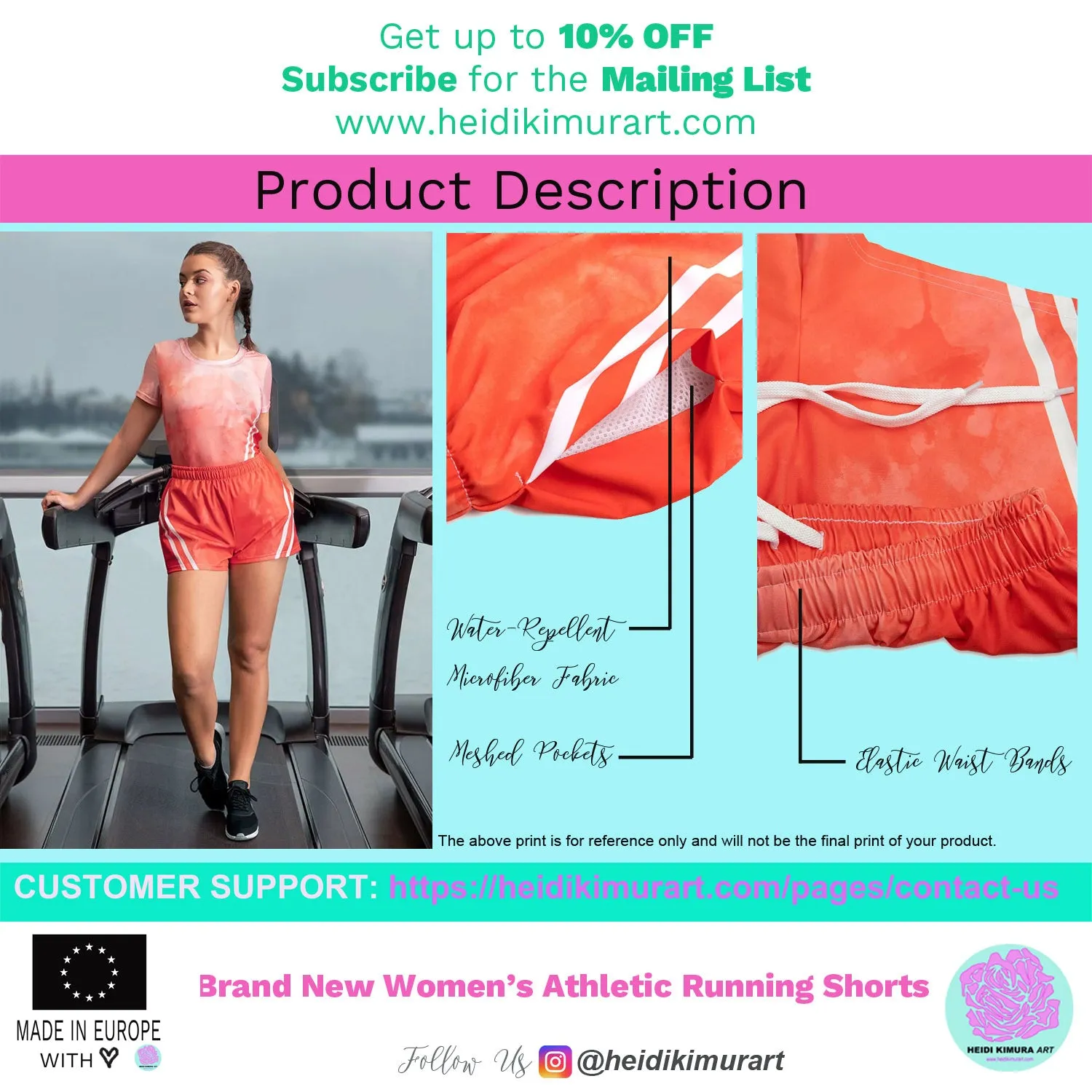 Pink White Star Print Pattern Designer Women's Athletic Short Running Shorts- Made in EU