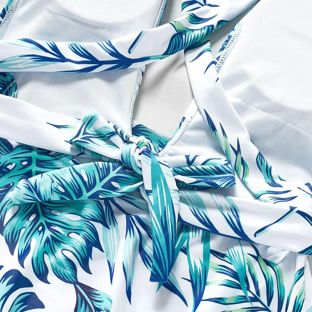 Plant Printing Parent-child One-piece Swimsuit