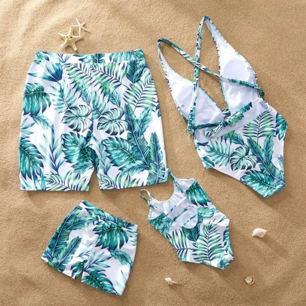 Plant Printing Parent-child One-piece Swimsuit