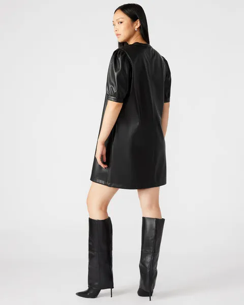 Jane Dress in Black Satin Fabric