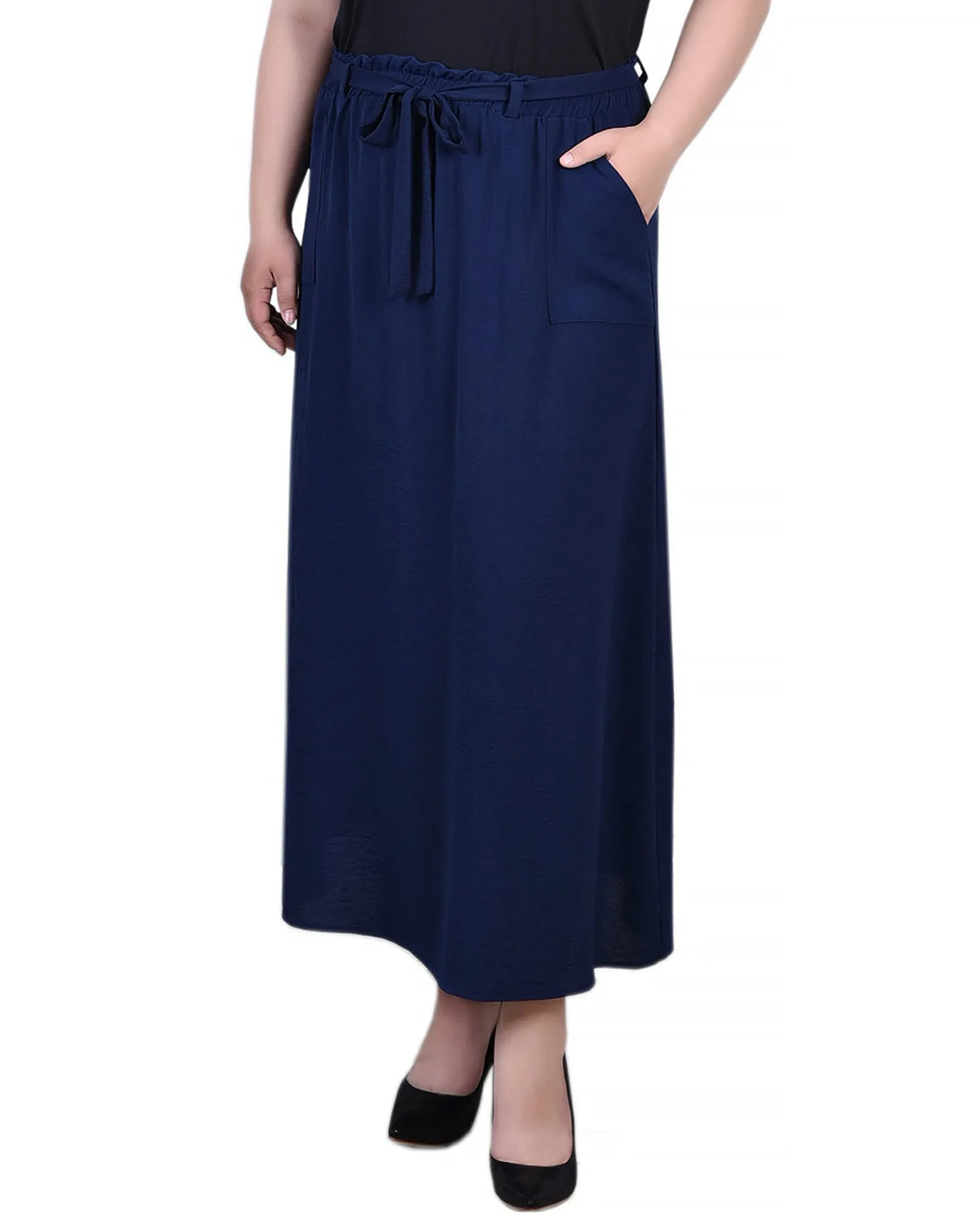 Plus Size Ankle Length Belted A-Line Skirt Runway-Ready Bless Touch