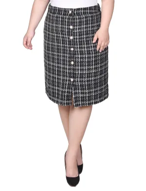 Plus Size Knee Length Slim Tweed Knit Skirt Sleek Vibe Fresh Color Feminine Touch Plus Size Knee Length Slim Tweed Knit Skirt