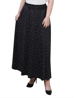 Plus Size Maxi A-Line Skirt With Front Faux Belt With Ring Detail Hot Trend Fashion Daily Flow Friendly Plus Size Maxi A-Line Skirt With Front Faux Belt With Ring Detail