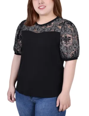 Plus Size Puff Lace-Sleeve Top Fresh Goods Plus Size Puff Lace-Sleeve Top Bold Movement