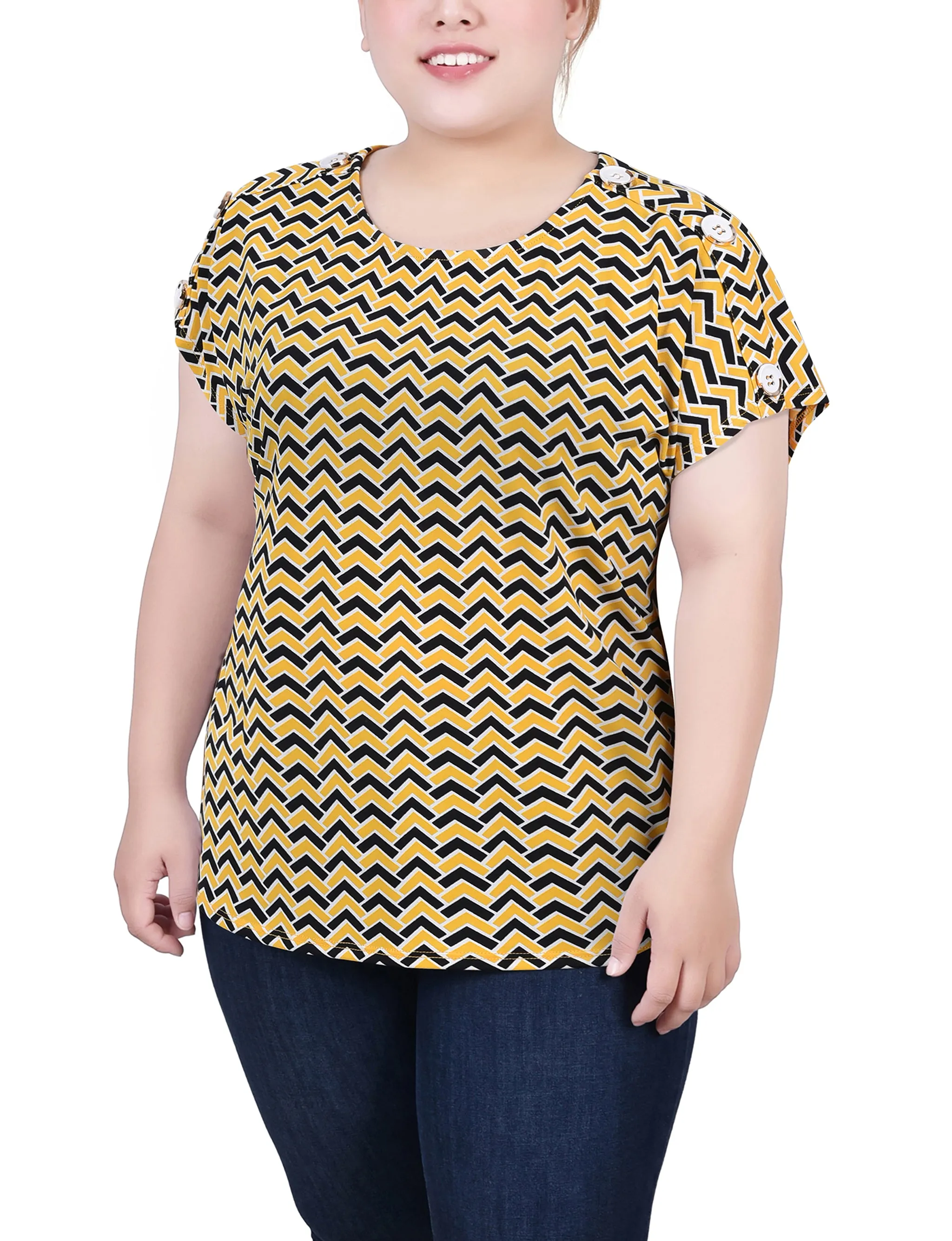 Youth Charm WaterRepellentCoating Plus Size Short Extended Sleeve Top