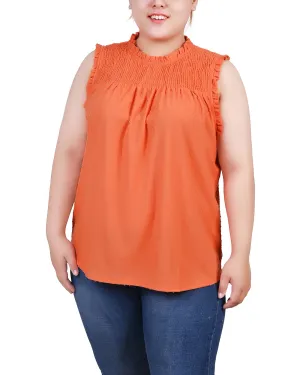 Plus Size Sleeveless Yoke Top With Ruffles Versatile Layer Plus Size Sleeveless Yoke Top With Ruffles Smart Blend