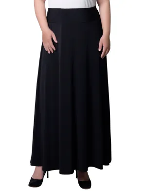 Plus Size Wide Yoked Maxi Skirt Comfortable Wearable Mesh Soft Trendy Layering Plus Size Wide Yoked Maxi Skirt