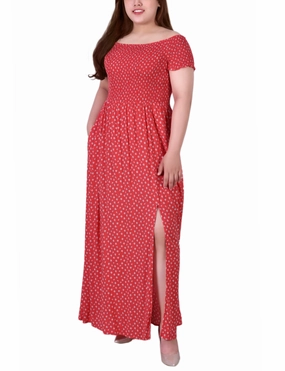 Plus Size Smocked Bodice Maxi Dress Comfort Fit Wear Plus Size Smocked Bodice Maxi Dress Comfort waistband