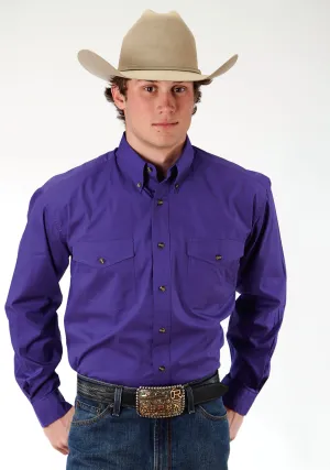 Pocket Detail Roper Basics Mens Purple 100% Cotton Solid Poplin Btn L/S Shirt Roper Basics Mens Purple 100% Cotton Solid Poplin Btn L/S Shirt Comfort First Fit Teen Fashion