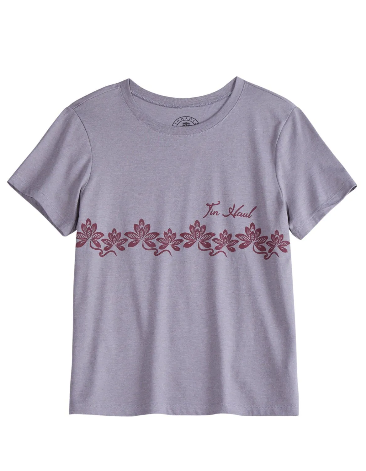 Casual Wear ethical fashion Tin Haul Womens Floral Border Grey Cotton Blend S/S T-Shirt