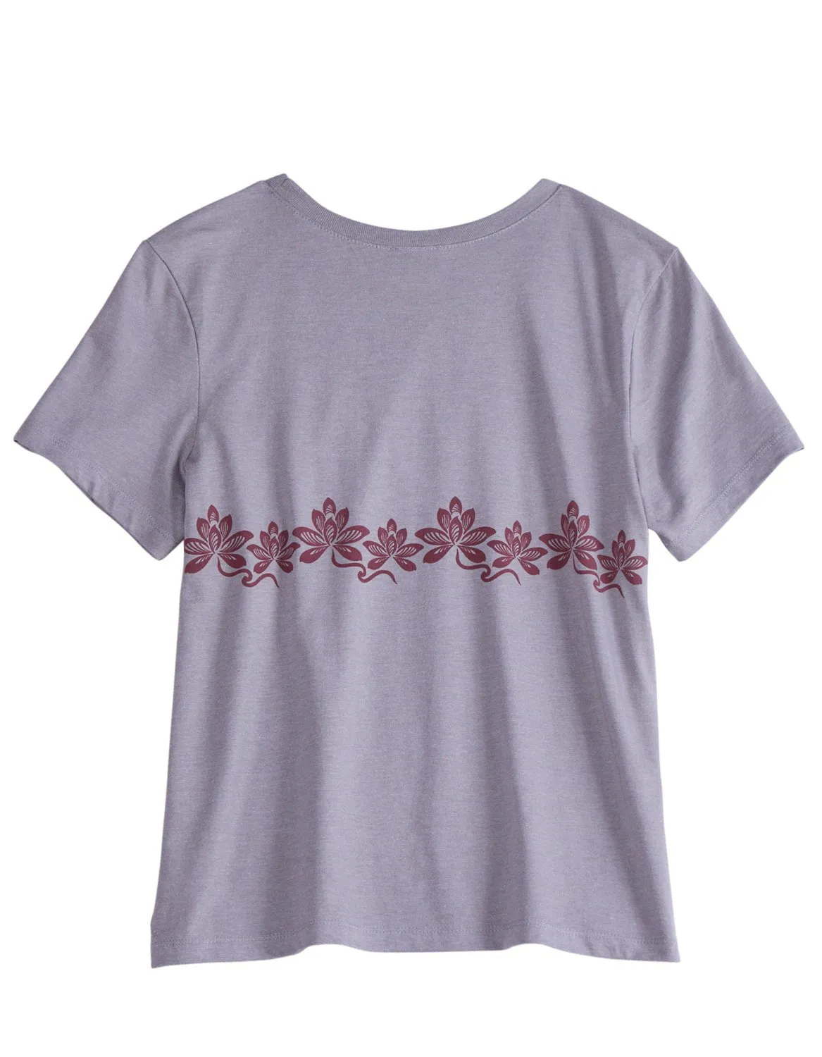 Tin Haul Womens Floral Border Grey Cotton Blend S/S T-Shirt Tagless Design