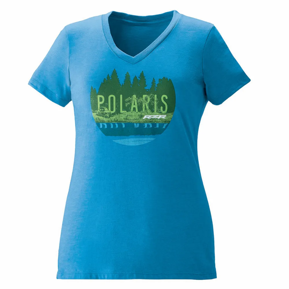 Polaris  Turquoise OEM Womens Turquoise RZR Trail Short Sleeve V-Neck Tee T-Shirt