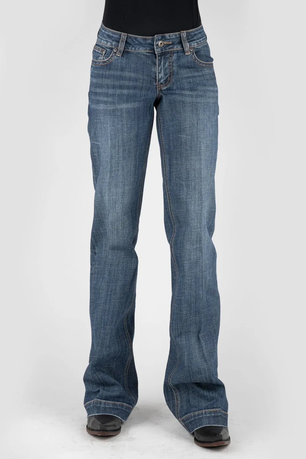 Stetson Womens 214 Trouser Deco Blue Cotton Blend Jeans Reinforced Belt Loops No Fade Look