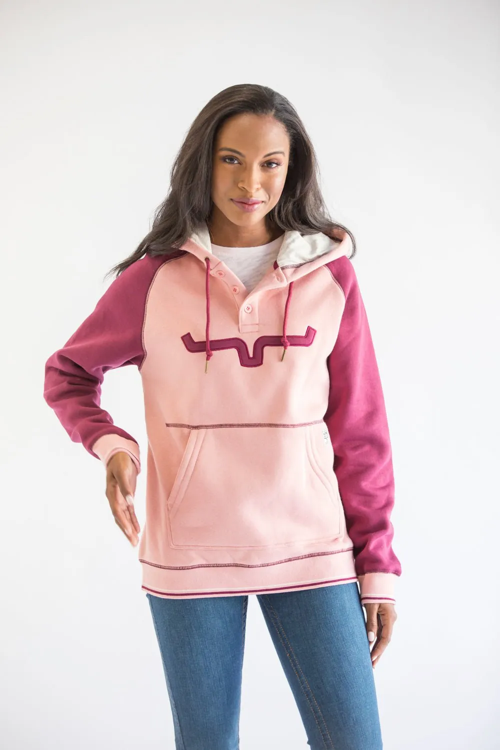 Kimes Ranch Womens Amigo Rose Cotton blend Hoodie Hidden Rivet Details