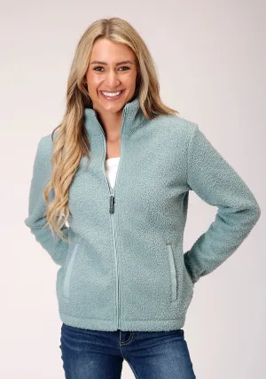 Polished Touch Roper Womens Mint Polyester Faux Lamb Fur Jacket Chic Fit Roper Womens Mint Polyester Faux Lamb Fur Jacket