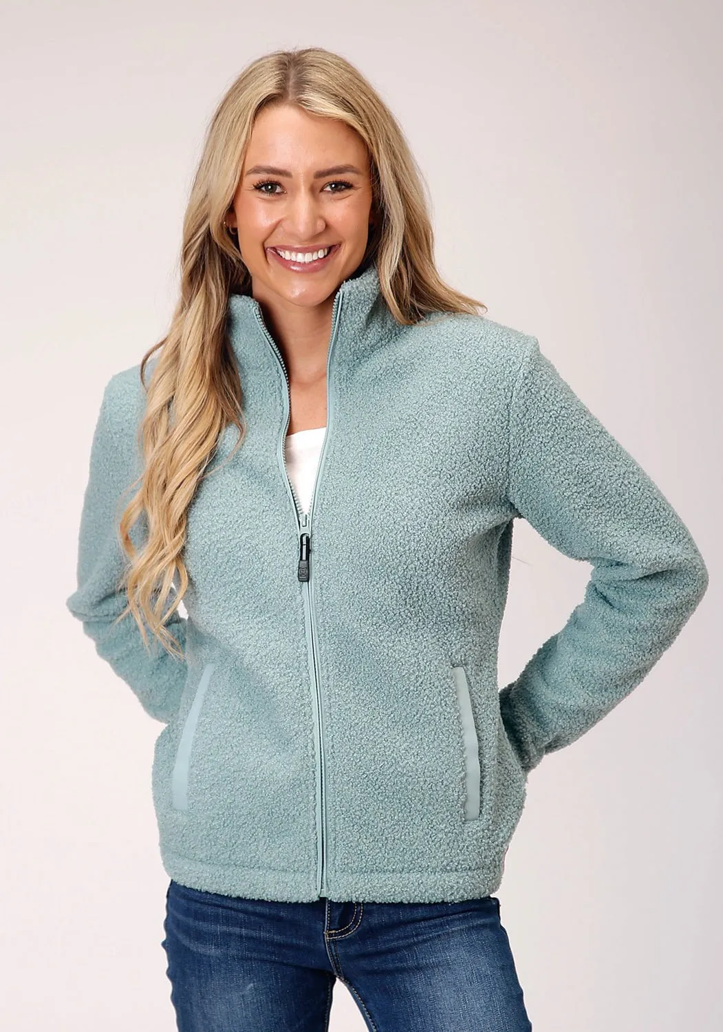Urban Explorer Trend Setter Roper Womens Mint Polyester Faux Lamb Fur Jacket