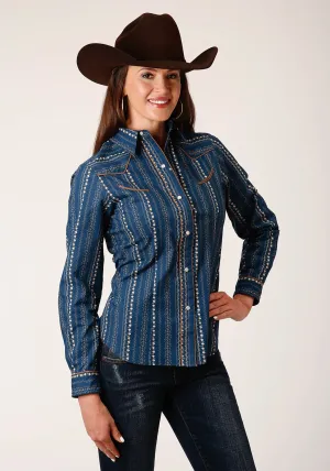 Polka Dot Roper Womens Floral Wallpaper Navy/Khaki Cotton Blend L/S Shirt Roper Womens Floral Wallpaper Navy/Khaki Cotton Blend L/S Shirt Festive Look