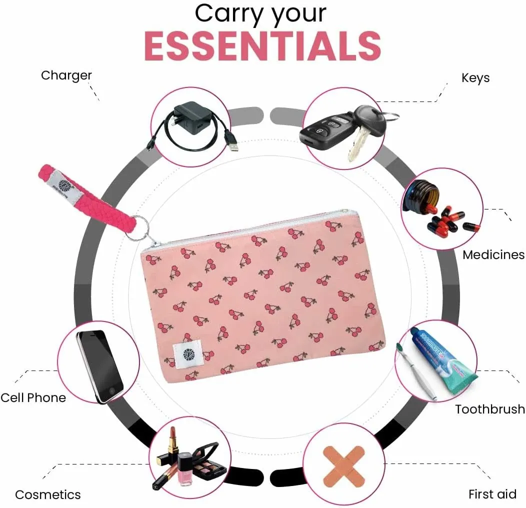 Pomchies Stylish Toiletry Bags for Traveling - Small Makeup Bags for Women - Water Resistant Pom Makeup Pouch Bags Travel Organizer for Accessories - I-Scream Cosmetic Bags