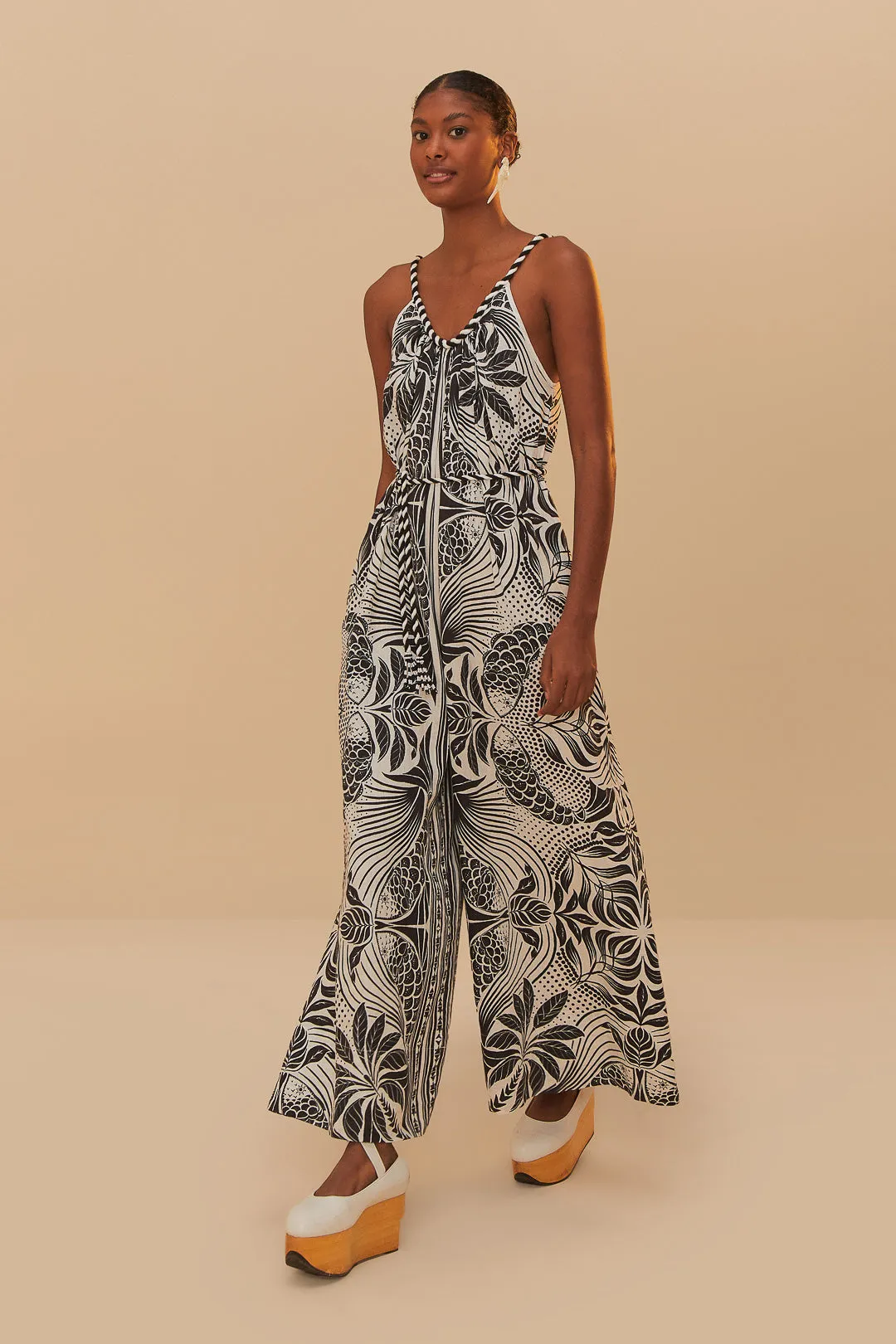Active Moments Monochrome Elegance Scarf Jumpsuit in Off White