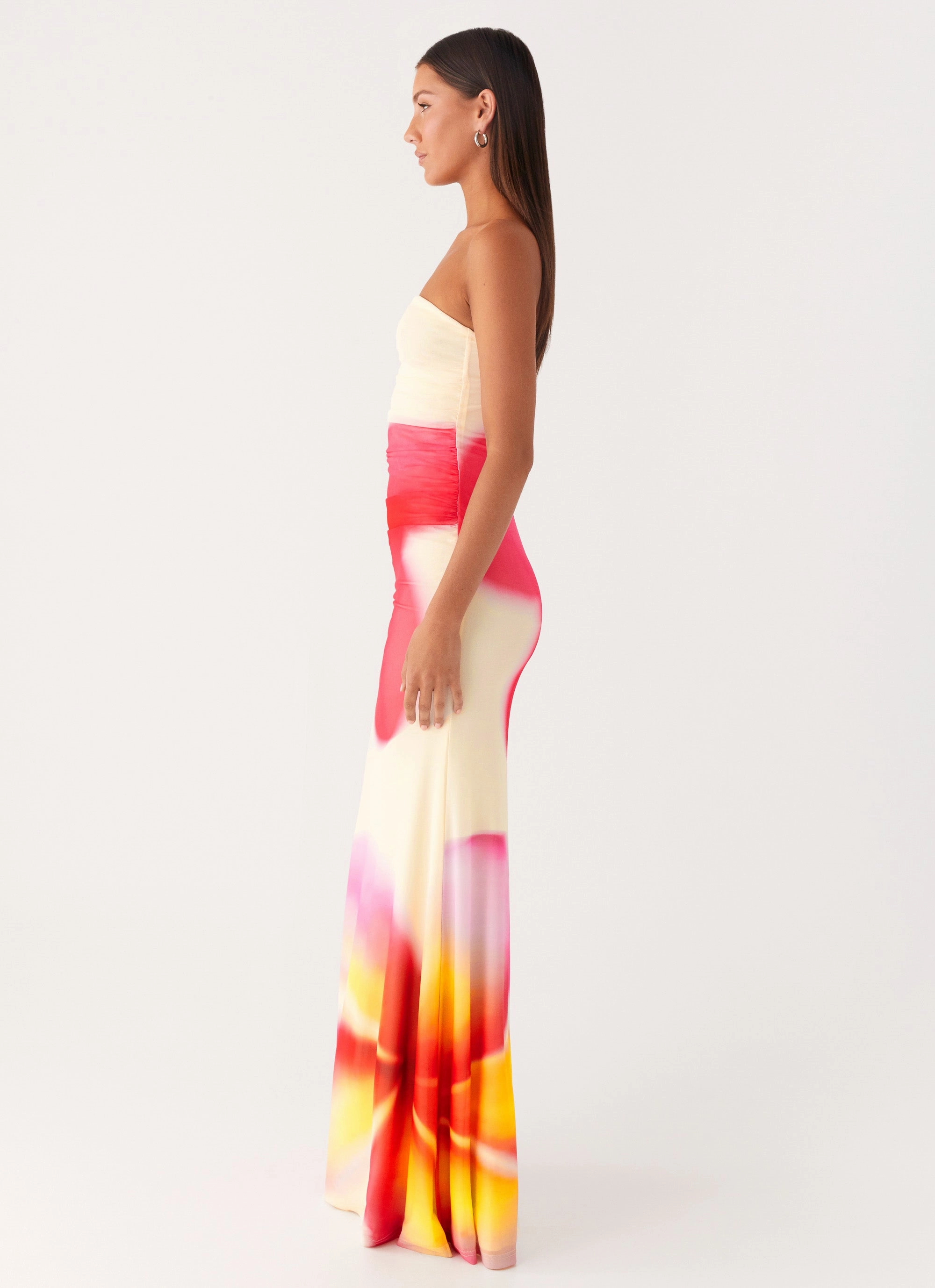 Hip-Flattering Gemstone-Detail Iroha Strapless Maxi Dress - Frangipani Yellow