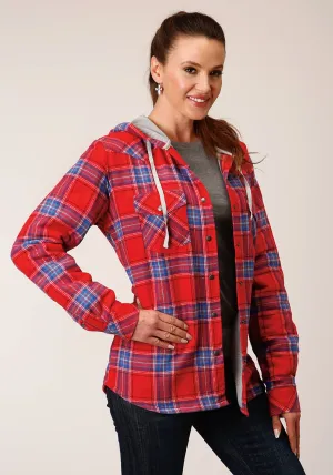 Pre Shrunk Denim Roper Womens Thermal Lined Flannel Red 100% Cotton Jacket Comfortable Fit Design Daily Wear Summer Vibes Music Event Roper Womens Thermal Lined Flannel Red 100% Cotton Jacket