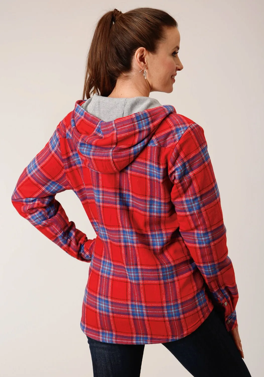 Roper Womens Thermal Lined Flannel Red 100% Cotton Jacket Casual Smart Casual Unisex Wear Relaxed Style Lightweight Durable