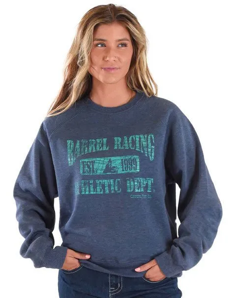 Festival Outfit Date Night Professional Wear Cowgirl Tuff Womens Barrel Racing Blue Poly/Rayon Sweatshirt