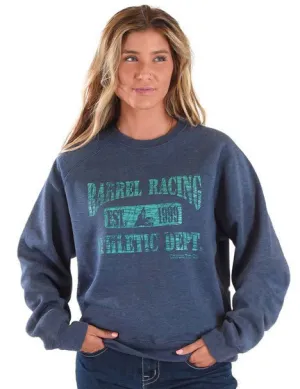 premium design Cowgirl Tuff Womens Barrel Racing Blue Poly/Rayon Sweatshirt Festival Outfit Date Night Professional Wear Cowgirl Tuff Womens Barrel Racing Blue Poly/Rayon Sweatshirt
