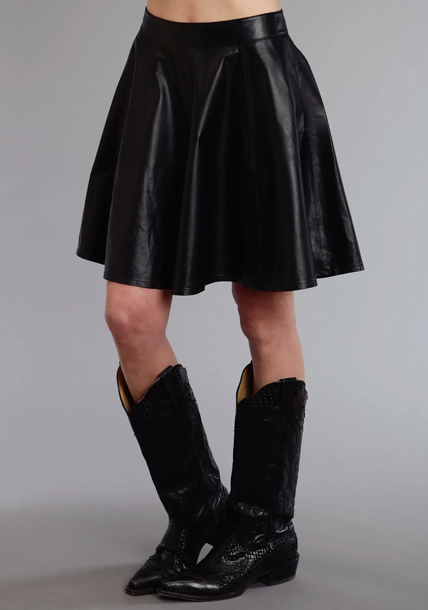 Stetson Womens Back Zip Circle Black Lamb Leather Skirt Everyday Outdoor Enthusiast Vibrant Elegant Bold Look