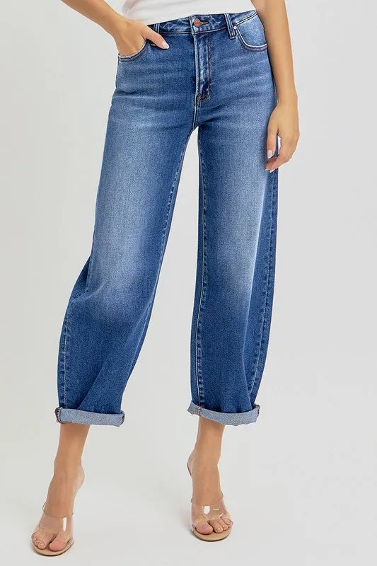 HANNAH HIGH RISE CROP MILD BARREL JEANS Street Mood Urban appeal